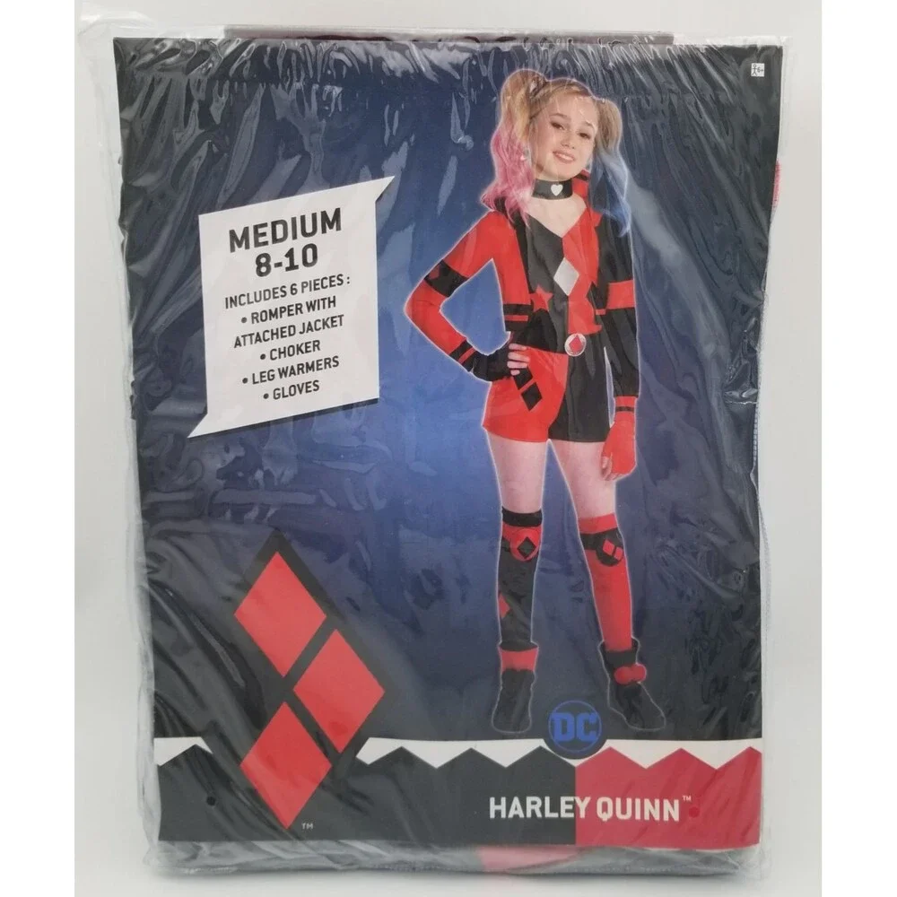 DC Harley Quinn Halloween Costume Youth Girls Medium 8-10 Batman Joker Brand New